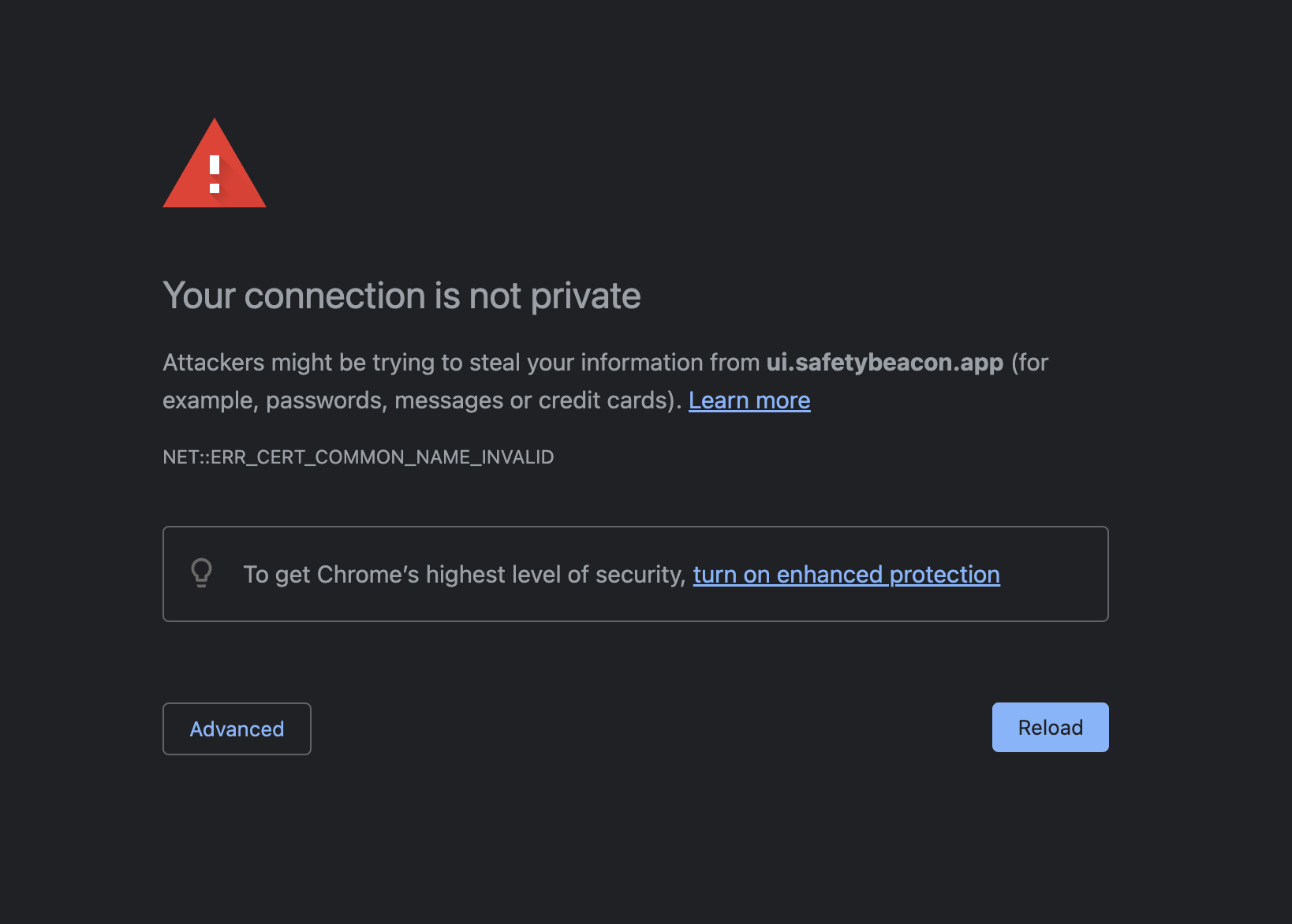 Your connection is not private